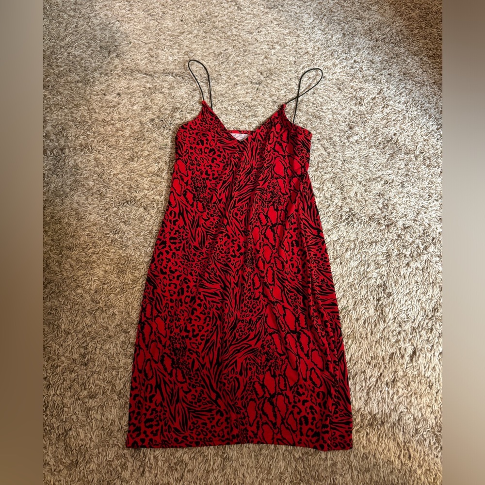 Red animal print dress